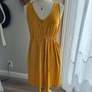 Yellow button down casual dress